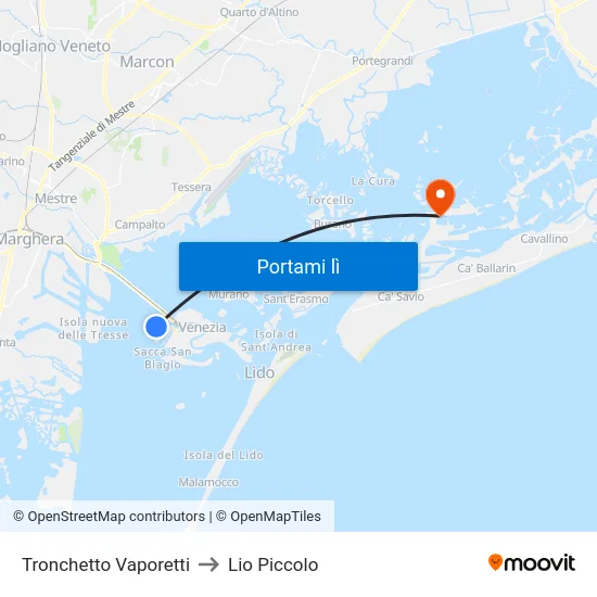 Tronchetto Vaporetti to Lio Piccolo map