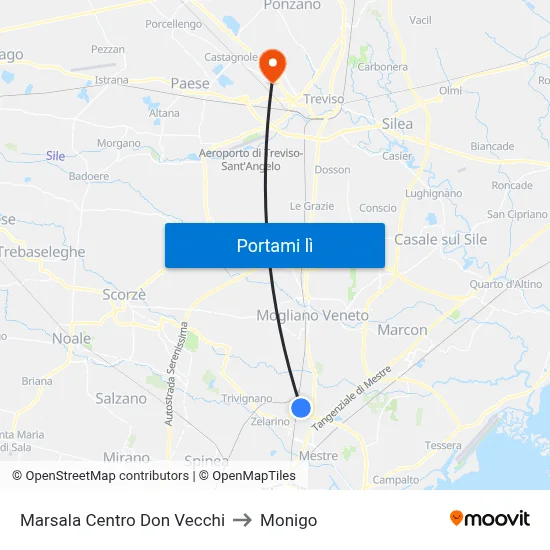 Marsala Centro Don Vecchi to Monigo map
