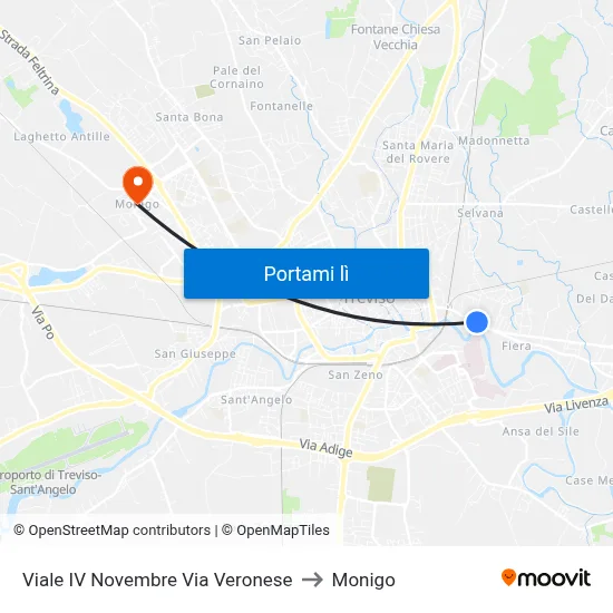 Viale IV Novembre Via Veronese to Monigo map