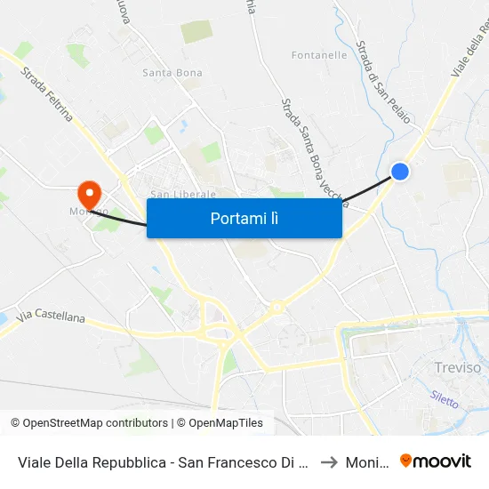 Viale Della Repubblica - San Francesco Di  Sales to Monigo map