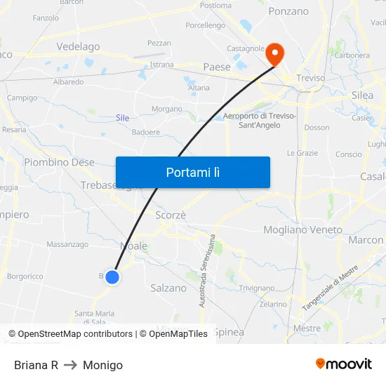 Briana R to Monigo map