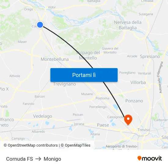 Cornuda FS to Monigo map