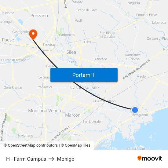 H - Farm Campus to Monigo map