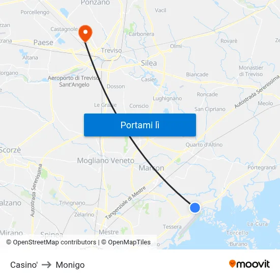Casino' to Monigo map