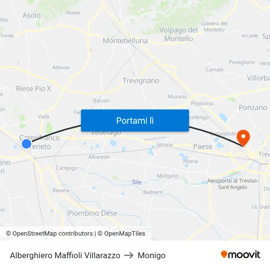Alberghiero Maffioli Villarazzo to Monigo map