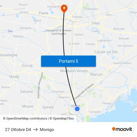 27 Ottobre D4 to Monigo map