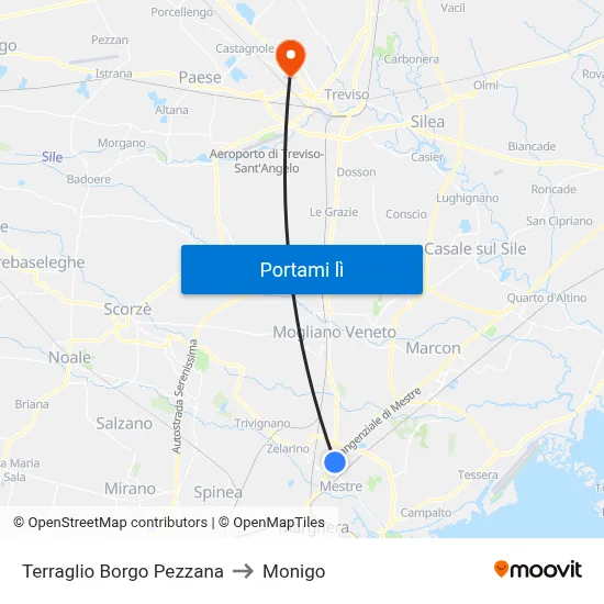 Terraglio Borgo Pezzana to Monigo map