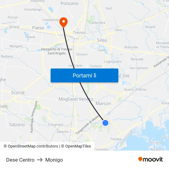 Dese Centro to Monigo map