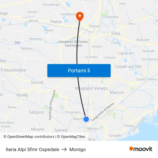 Ilaria Alpi Sfmr Ospedale to Monigo map