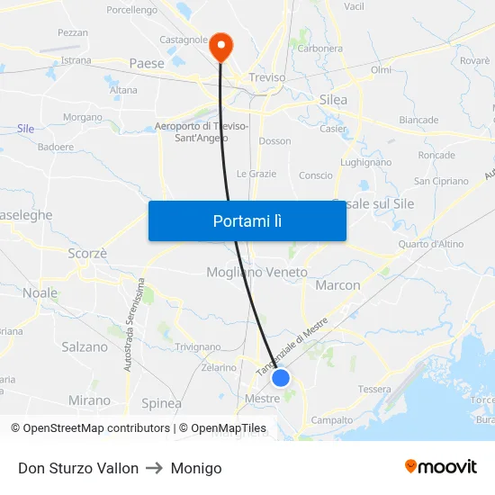 Don Sturzo Vallon to Monigo map