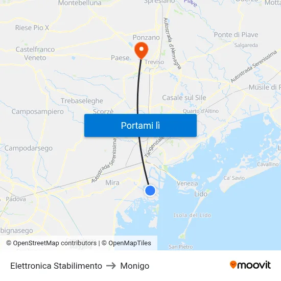 Elettronica  Stabilimento to Monigo map