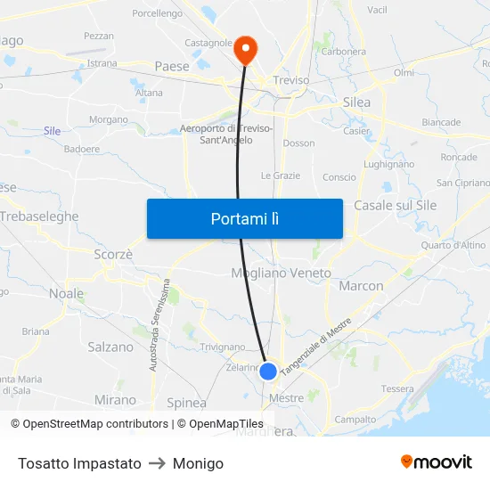 Tosatto Impastato to Monigo map