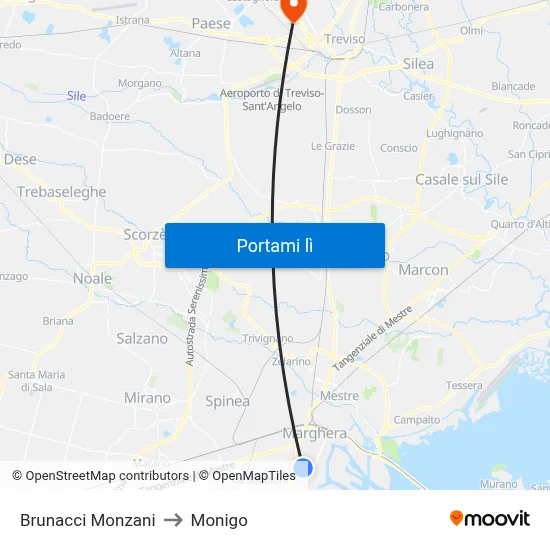 Brunacci Monzani to Monigo map