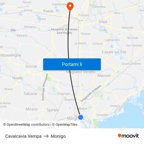 Cavalcavia Vempa to Monigo map