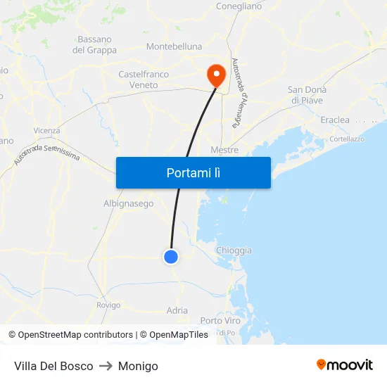 Villa Del Bosco to Monigo map