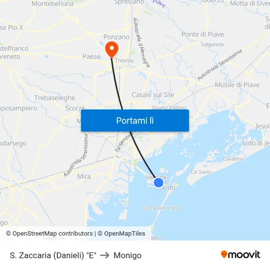 S. Zaccaria (Danieli) "E" to Monigo map