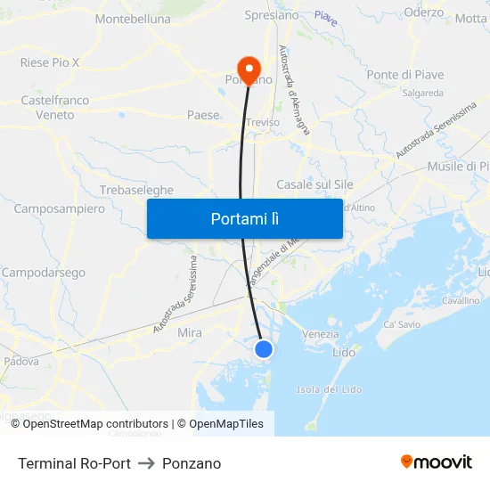 Terminal Ro-Port to Ponzano map