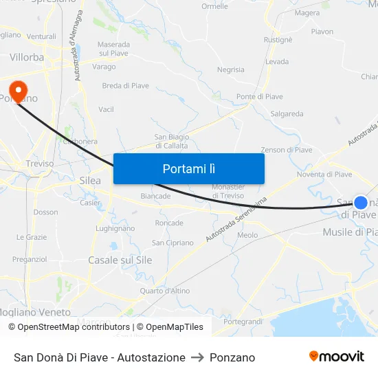 San Donà Di Piave - Autostazione to Ponzano map