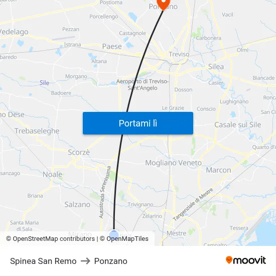 Spinea San Remo to Ponzano map