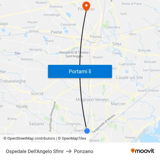 Ospedale Dell'Angelo Sfmr to Ponzano map