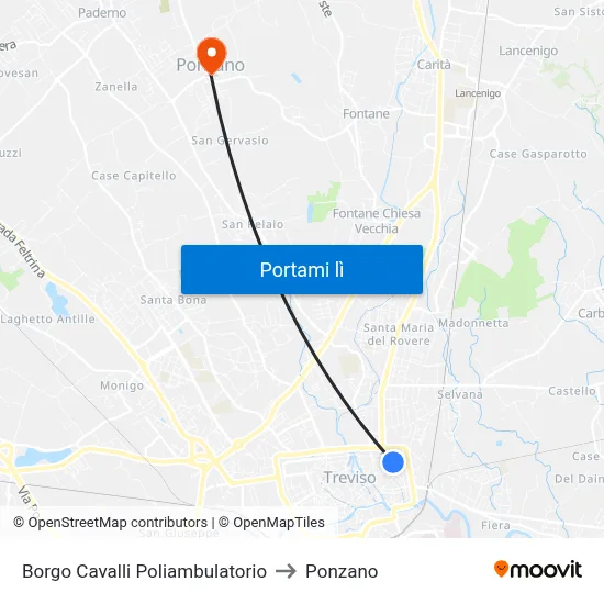 Borgo Cavalli Poliambulatorio to Ponzano map