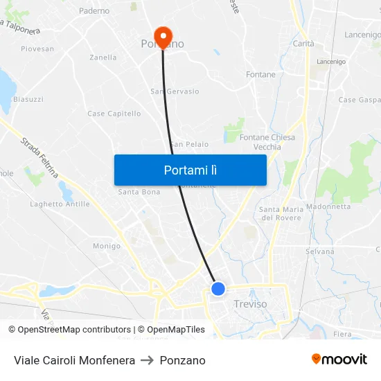 Viale Cairoli Monfenera to Ponzano map