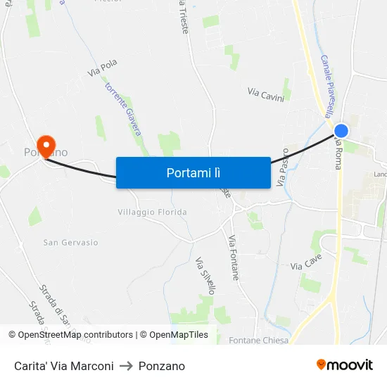 Carita' Via Marconi to Ponzano map