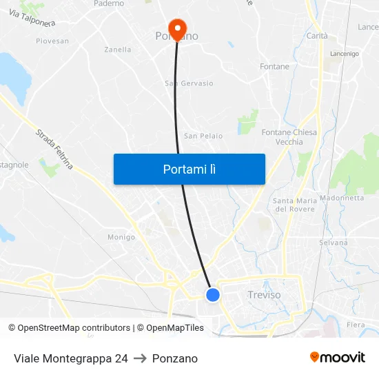 Viale Montegrappa 24 to Ponzano map