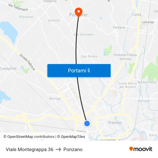 Viale Montegrappa 36 to Ponzano map