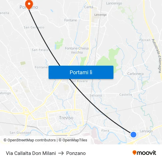 Via Callalta Don Milani to Ponzano map