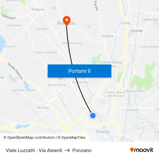 Viale Luzzatti - Via Aleardi to Ponzano map