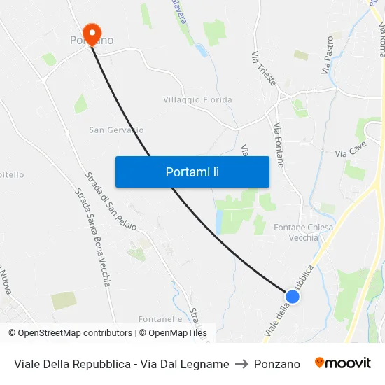Viale Della Repubblica - Via Dal Legname to Ponzano map