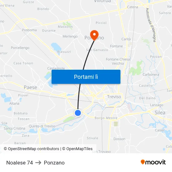 Noalese 74 to Ponzano map