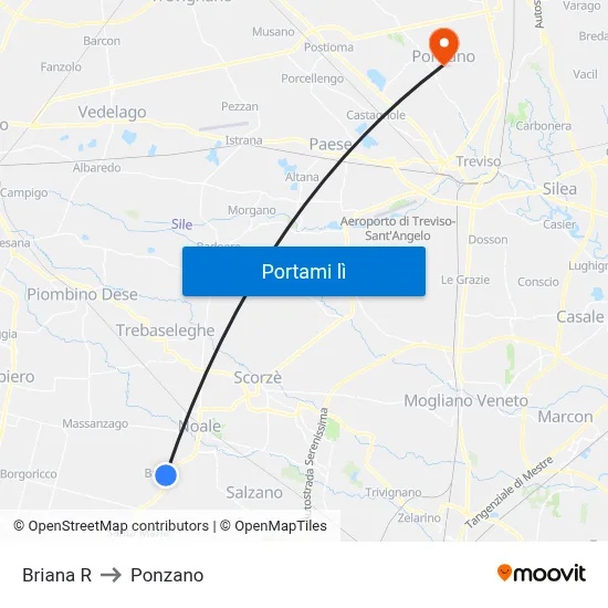 Briana R to Ponzano map
