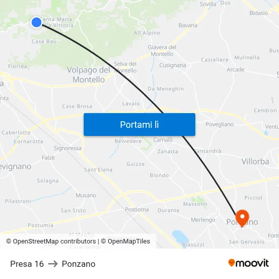 Presa 16 to Ponzano map