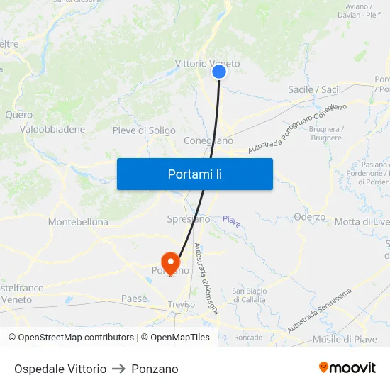 Ospedale Vittorio to Ponzano map