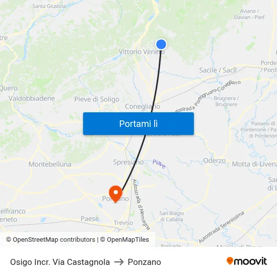 Osigo Incr. Via Castagnola to Ponzano map