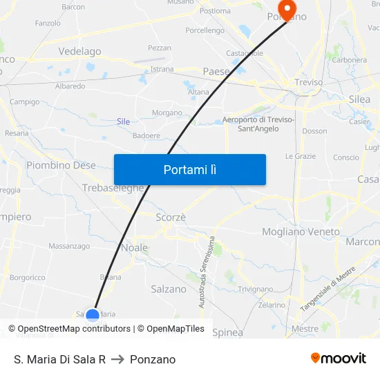 S. Maria Di Sala R to Ponzano map