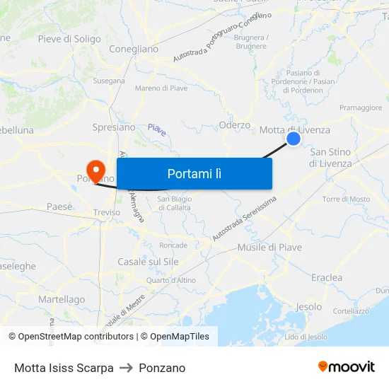 Motta  Isiss Scarpa to Ponzano map