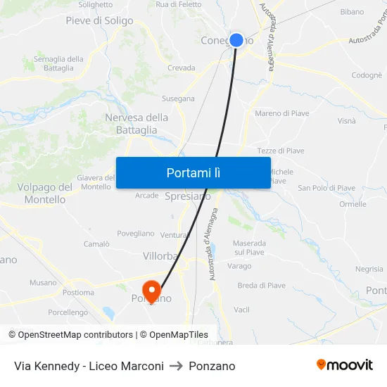 Via Kennedy - Liceo Marconi to Ponzano map