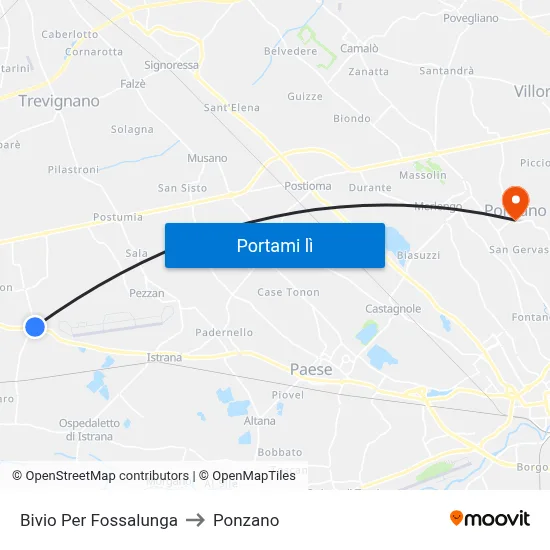 Bivio Per Fossalunga to Ponzano map