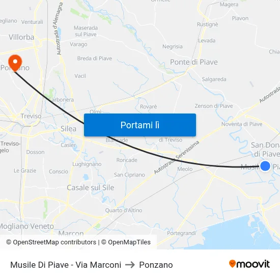 Musile Di Piave - Via Marconi to Ponzano map