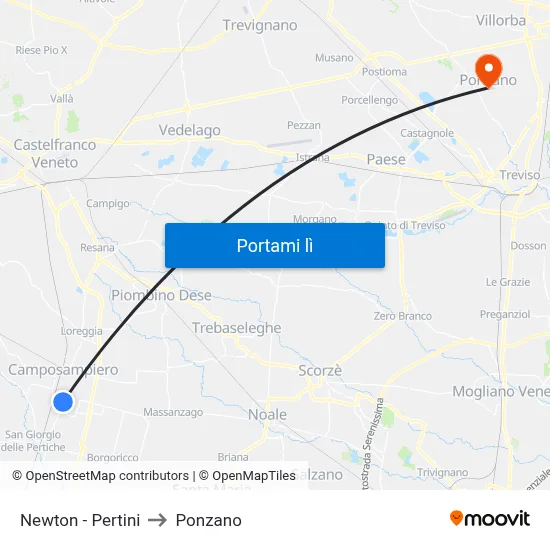 Newton - Pertini to Ponzano map