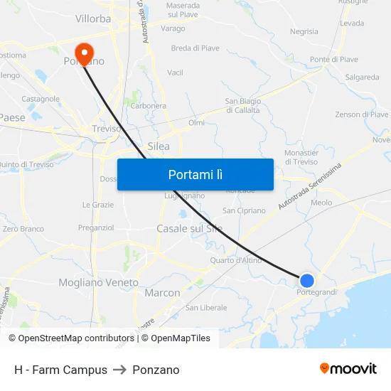 H - Farm Campus to Ponzano map