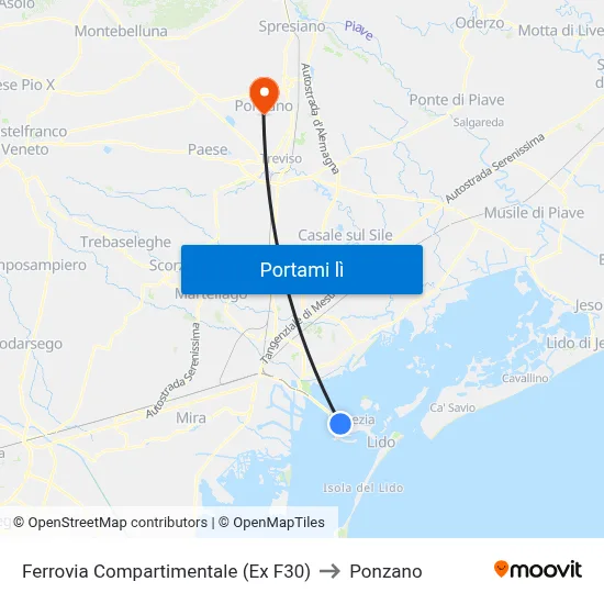 Ferrovia Compartimentale (Ex F30) to Ponzano map