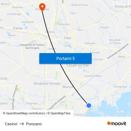 Casino' to Ponzano map