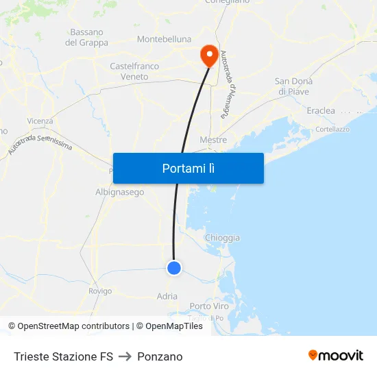 Trieste Stazione FS to Ponzano map