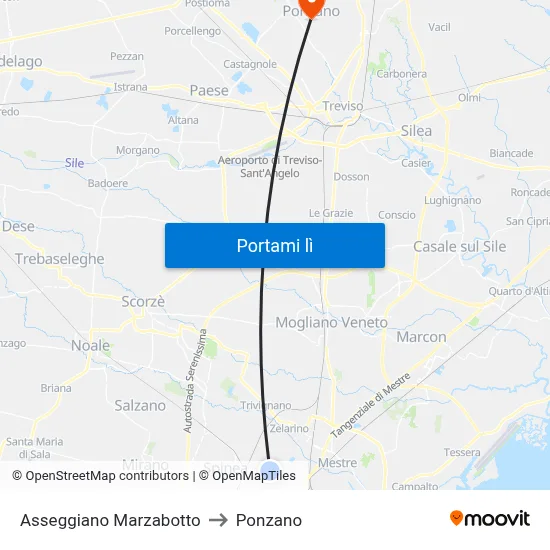 Asseggiano Marzabotto to Ponzano map