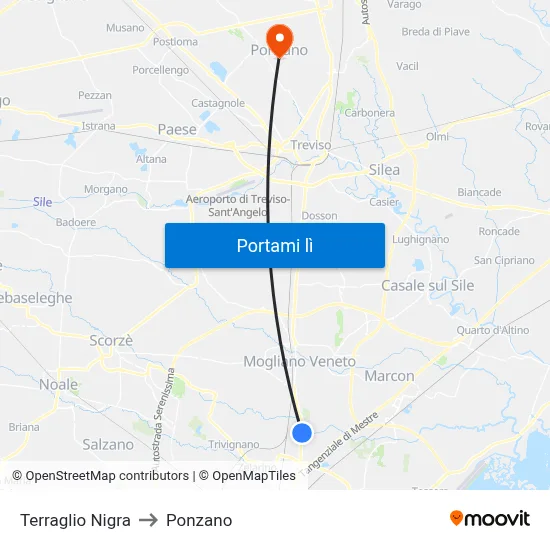 Terraglio Nigra to Ponzano map