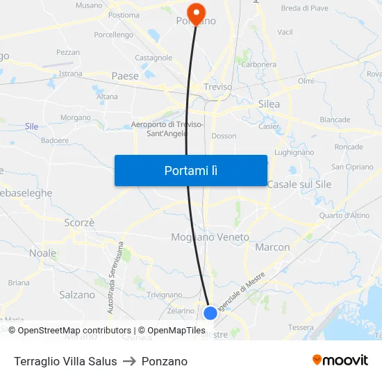 Terraglio Villa Salus to Ponzano map